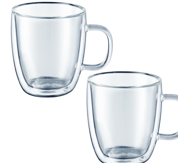 2 SZKLANKIz żaroodpornego szkła borokrzemowego odpornego na wahania temperatury oraz zarysowania