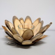 ŚWIECZNIK DREWNIANY ZE SZKLANYM WKŁADEM 25X25X12CM