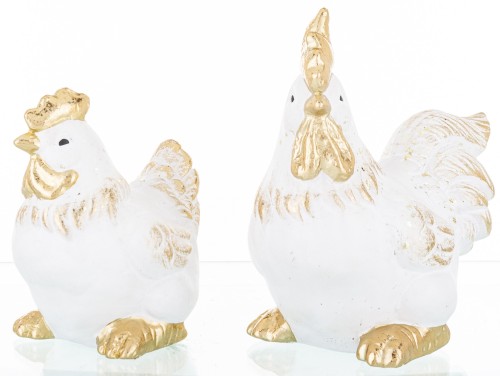 FIGURKA KOGUT BIAŁO-ZŁOTY 14,5x9x14