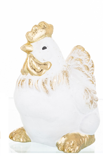 FIGURKA KURA BIAŁO-ZŁOTA 11x7,5x9
