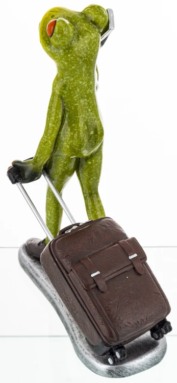 FIGURKA - ŻABA PODRÓŻNK Z WALIZKĄ 18CM