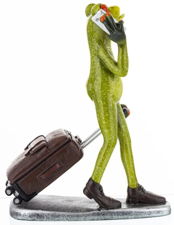 FIGURKA - ŻABA PODRÓŻNK Z WALIZKĄ 18CM