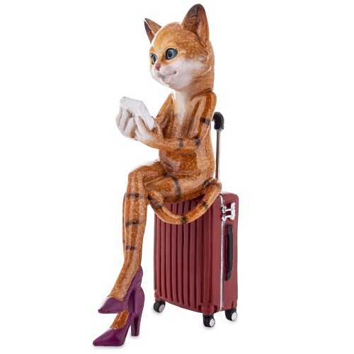 FIGURKA KOT NA WALIZCE PODRÓŻNICZKA 17CM