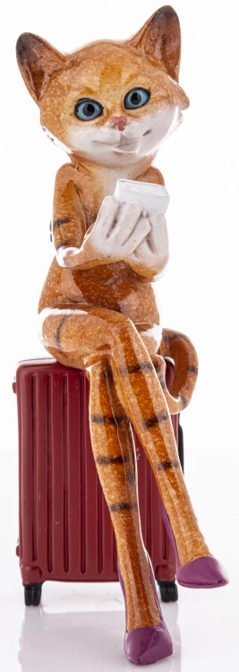FIGURKA KOT NA WALIZCE PODRÓŻNICZKA 17CM