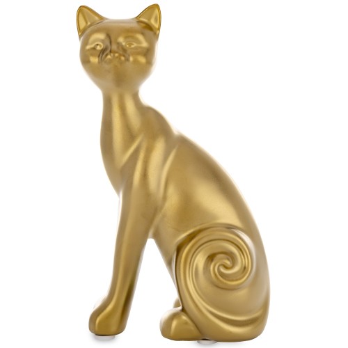 FIGURKA KOT CERAMICZNY ZŁOTY 16,5x6x9CM