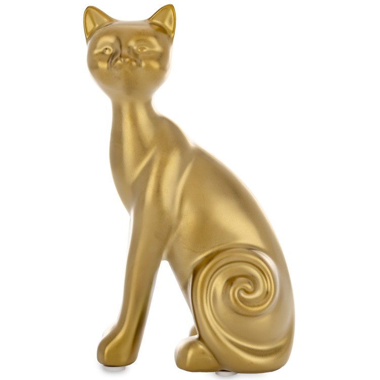 FIGURKA KOT CERAMICZNY ZŁOTY 16,5x6x9CM