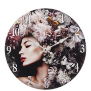 ZEGAR ŚCIENNY KOBIETA Z KWIATAMI 34CM NA BATERIE