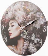 ZEGAR ŚCIENNY KOBIETA Z KWIATAMI 34CM NA BATERIE