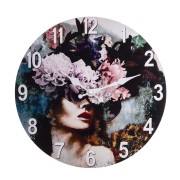 ZEGAR ŚCIENNY KOBIETA Z KWIATAMI 34CM NA BATERIE