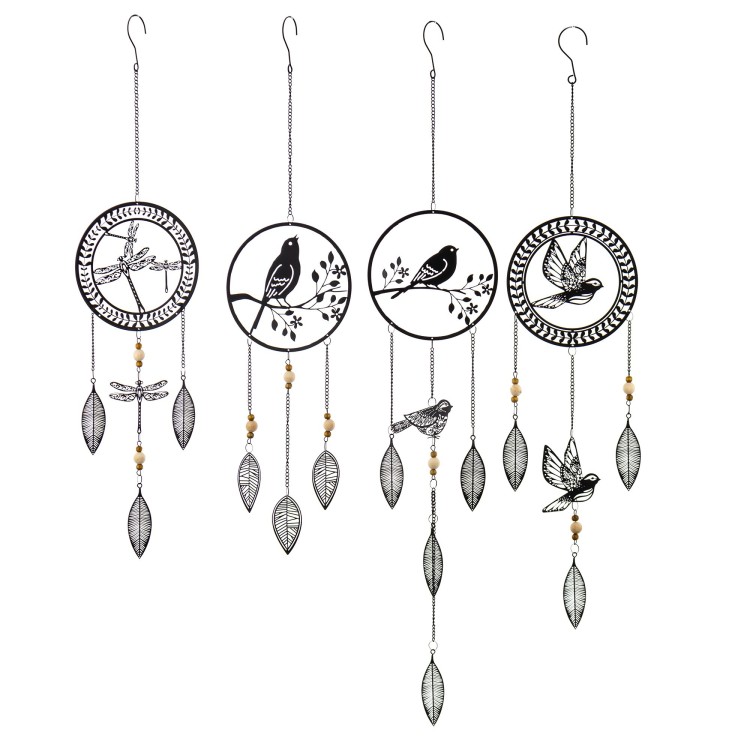 WISZĄCA DEKORACJA ŚCIENNA METAL ŁAPACZ SNÓW 74X18CM