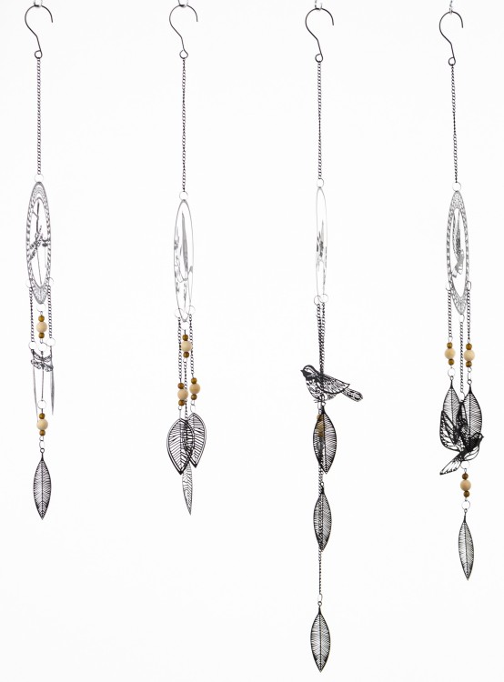 WISZĄCA DEKORACJA ŚCIENNA METAL ŁAPACZ SNÓW 82x18CM