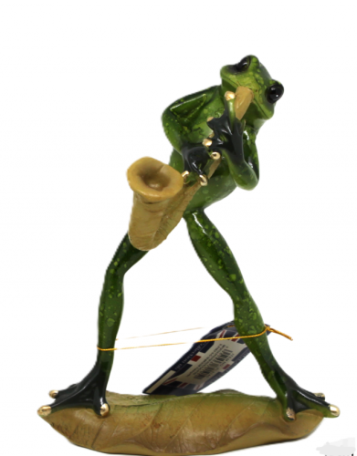 FIGURKA ŻABA Z SAKSOFONEM 17CM