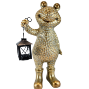 FIGURKA ŻABKA ŻABA Z LATARENKĄ ZŁOTA 32,5CM