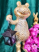 FIGURKA ŻABKA ŻABA Z LATARENKĄ ZŁOTA 32,5CM