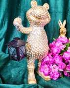 FIGURKA ŻABKA ŻABA Z LATARENKĄ ZŁOTA 32,5CM