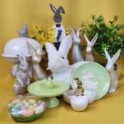 ZAJĄC KRÓLIK CERAMICZNY ZŁOTY 20cm
