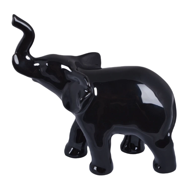 FIGURKA CERAMICZNA SŁOŃ CZARNY DUŻY 19cm