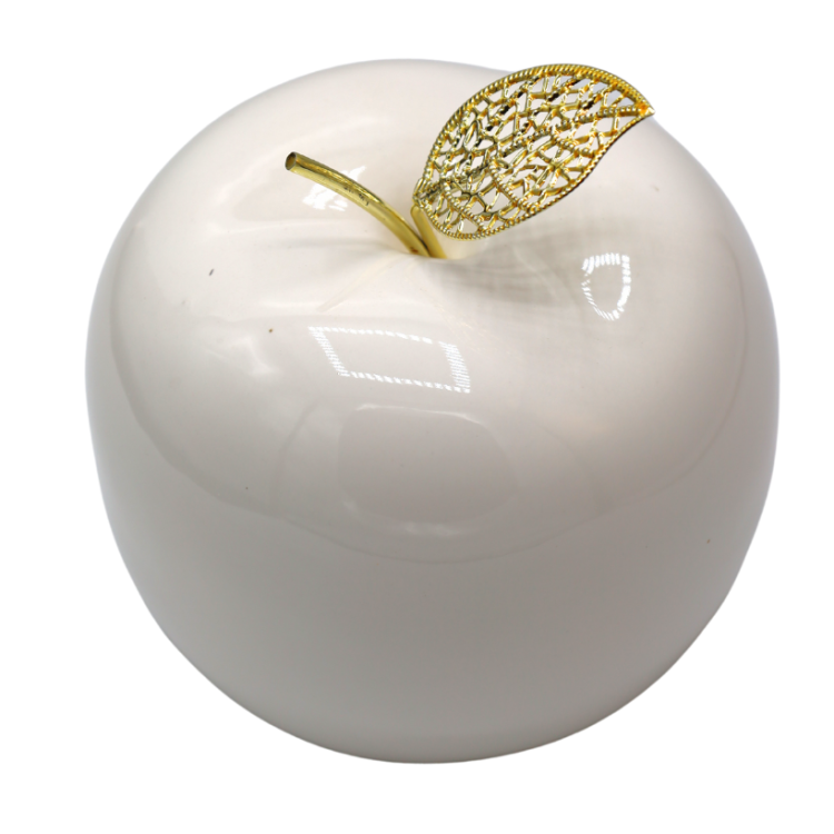 JABŁKO BIAŁE Z METALOWYM OGONKIEM 12CM