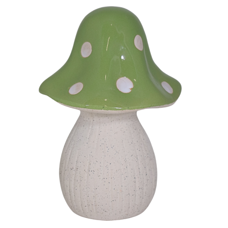 FIGURKA GRZYB GRZYBEK ZIELONY CERAMICZNY 18CM