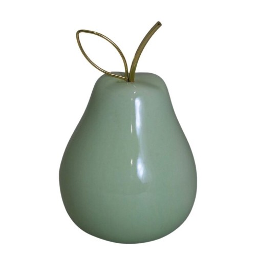 CERAMICZNA GRUSZKA MIĘTOWA Z METALOWYM OGONKIEM 8X8X13,5 CM