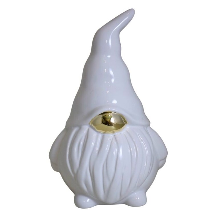 SKRZAT CERAMICZNY BIAŁY ZE ZŁOTYM NOSKIEM MAŁY 15cm