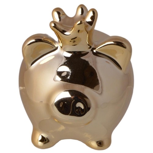 SKARBONKA ŚWINKA ZŁOTA Z KORONĄ ŚREDNIA 15CM