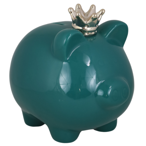 SKARBONKA ŚWINKA ZIELONA Z KORONĄ MAŁA 12,5CM