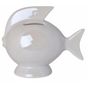 SKARBONKA CERAMICZNA RYBA BIAŁA 14X7,5X13 CM