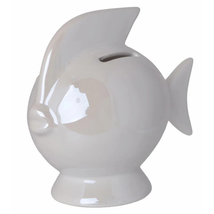 SKARBONKA CERAMICZNA RYBA BIAŁA 14X7,5X13 CM