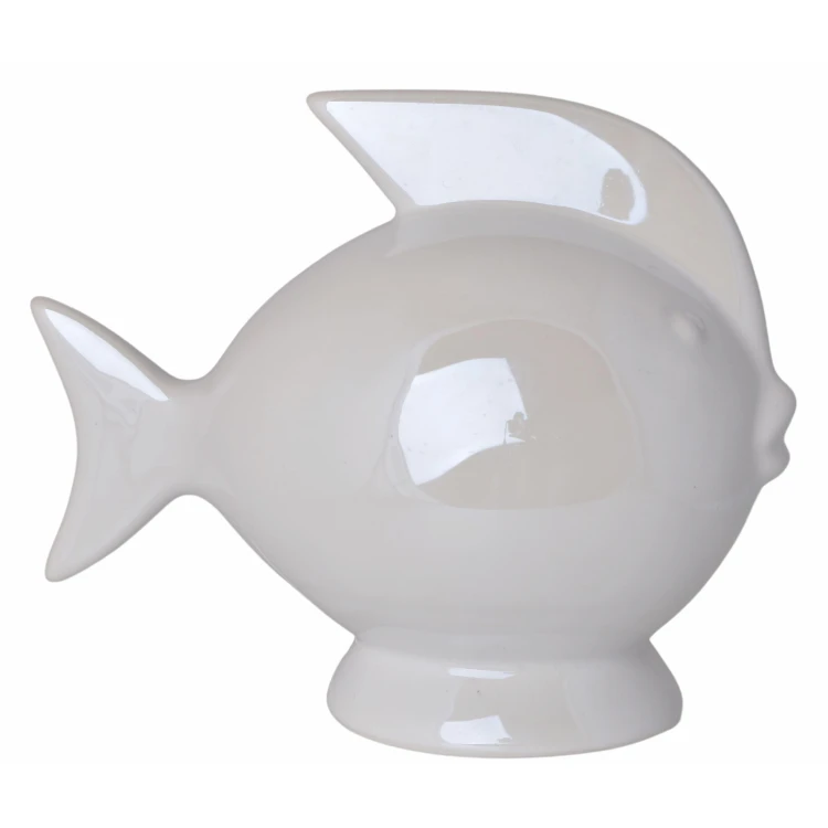 SKARBONKA CERAMICZNA RYBA BIAŁA 14X7,5X13 CM