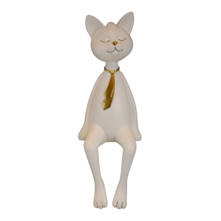 FIGURKA KOT SIEDZĄCY PÓŁKOWY BIAŁY 11x11x34 cm