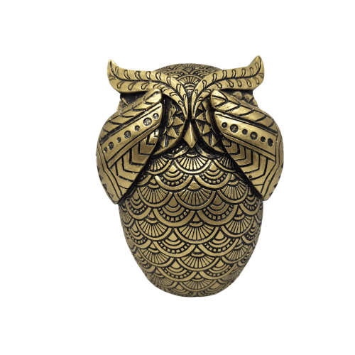 figurka Sowa „Nie Widzę” – Złoto-Czarna Dekoracja Glamour