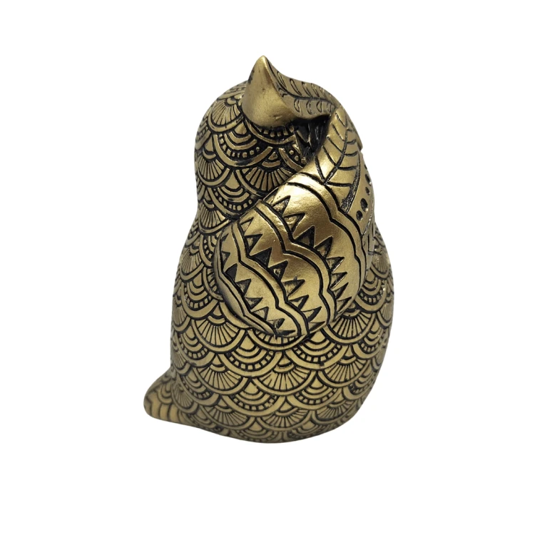 figurka Sowa „Nie Widzę” – Złoto-Czarna Dekoracja Glamour