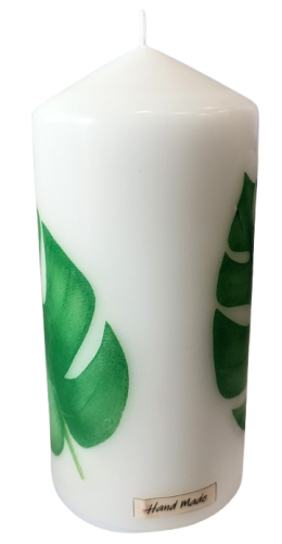 ŚWIECA BIAŁA W LIŚCIE MONSTERY 15CM