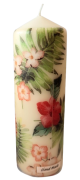 ŚWIECA W TROPIKALNE KWIATY 15CM