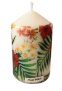 ŚWIECA W TROPIKALNE KWIATY 10CM