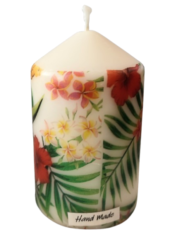 ŚWIECA W TROPIKALNE KWIATY 10CM