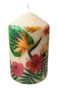 ŚWIECA W TROPIKALNE KWIATY 10CM