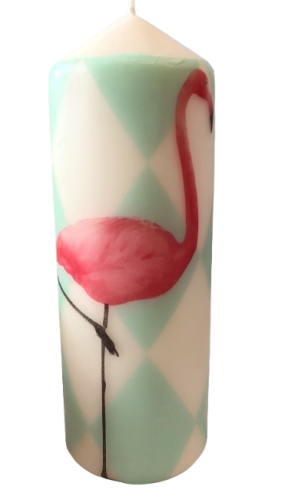 ŚWIECA Z FLAMINGIEM 17CM