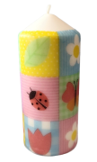 ŚWIECA Z WIOSENNYM MOTYWEM 13CM