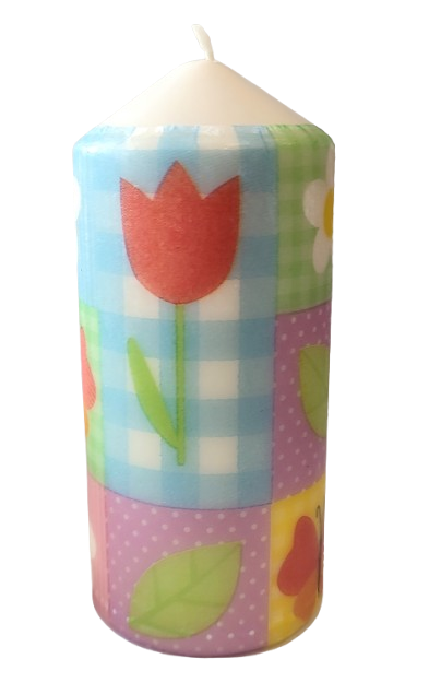 ŚWIECA Z WIOSENNYM MOTYWEM 13CM