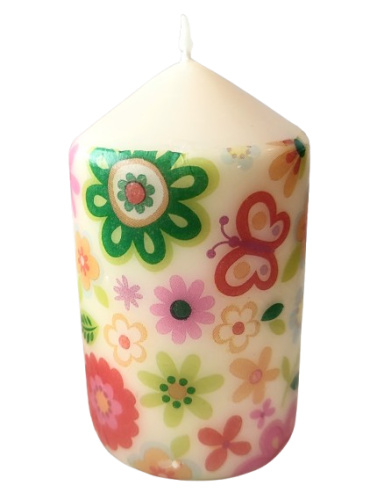 ŚWIECA W WIOSENNE KWIATY 10CM