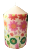 ŚWIECA W WIOSENNE KWIATY 10CM