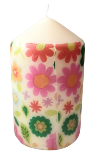 ŚWIECA W WIOSENNE KWIATY 10CM