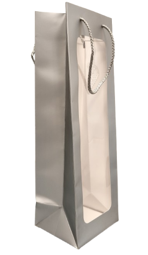 TOREBKA UPOMINKOWA NA WINO Z OKIENKIEM SREBRNA