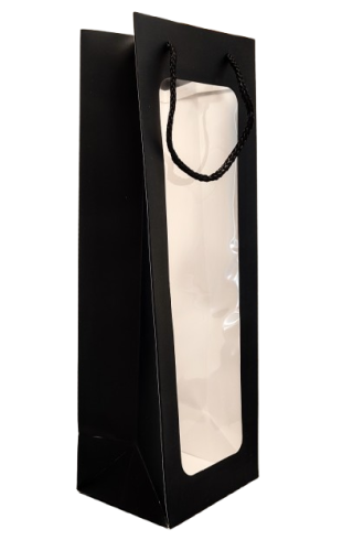 TOREBKA UPOMINKOWA NA WINO Z OKIENKIEM CZARNA