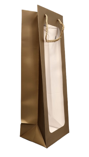 TOREBKA UPOMINKOWA NA WINO Z OKIENKIEM ZŁOTA