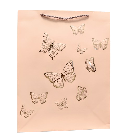 TOREBKA UPOMINKOWA BRZOSKWINIOWA W MOTYLE