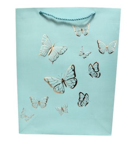 TOREBKA UPOMINKOWA NIEBIESKA W MOTYLE