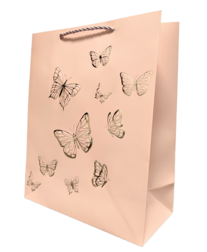 TOREBKA UPOMINKOWA BRZOSKWINIOWA W MOTYLE